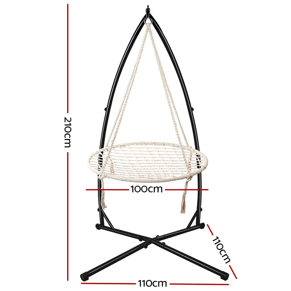 100cm Hammock Chair Nest Web Outdoor Swing with Steel Stand