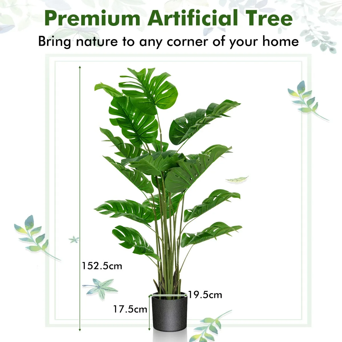 120cm/152cm Artificial Monstera Plants for Indoor Decoration-1.5M