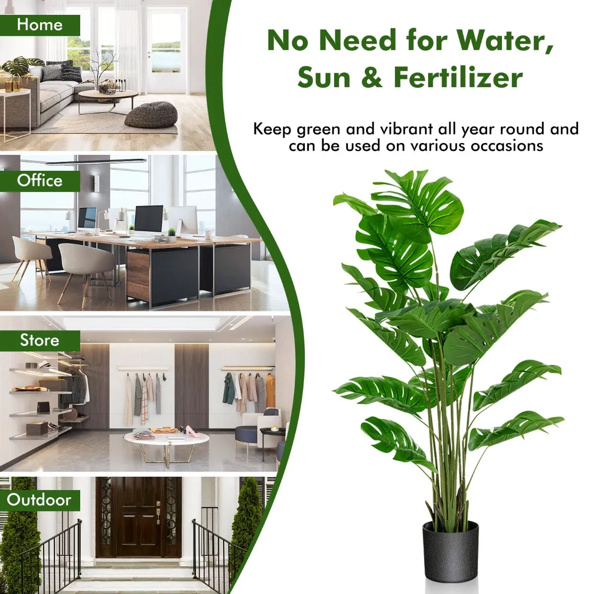 120cm/152cm Artificial Monstera Plants for Indoor Decoration-1.5M