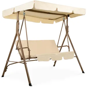 2-Person Outdoor Convertible Canopy Swing Glider Lounge Chair w/ Removable Cushions