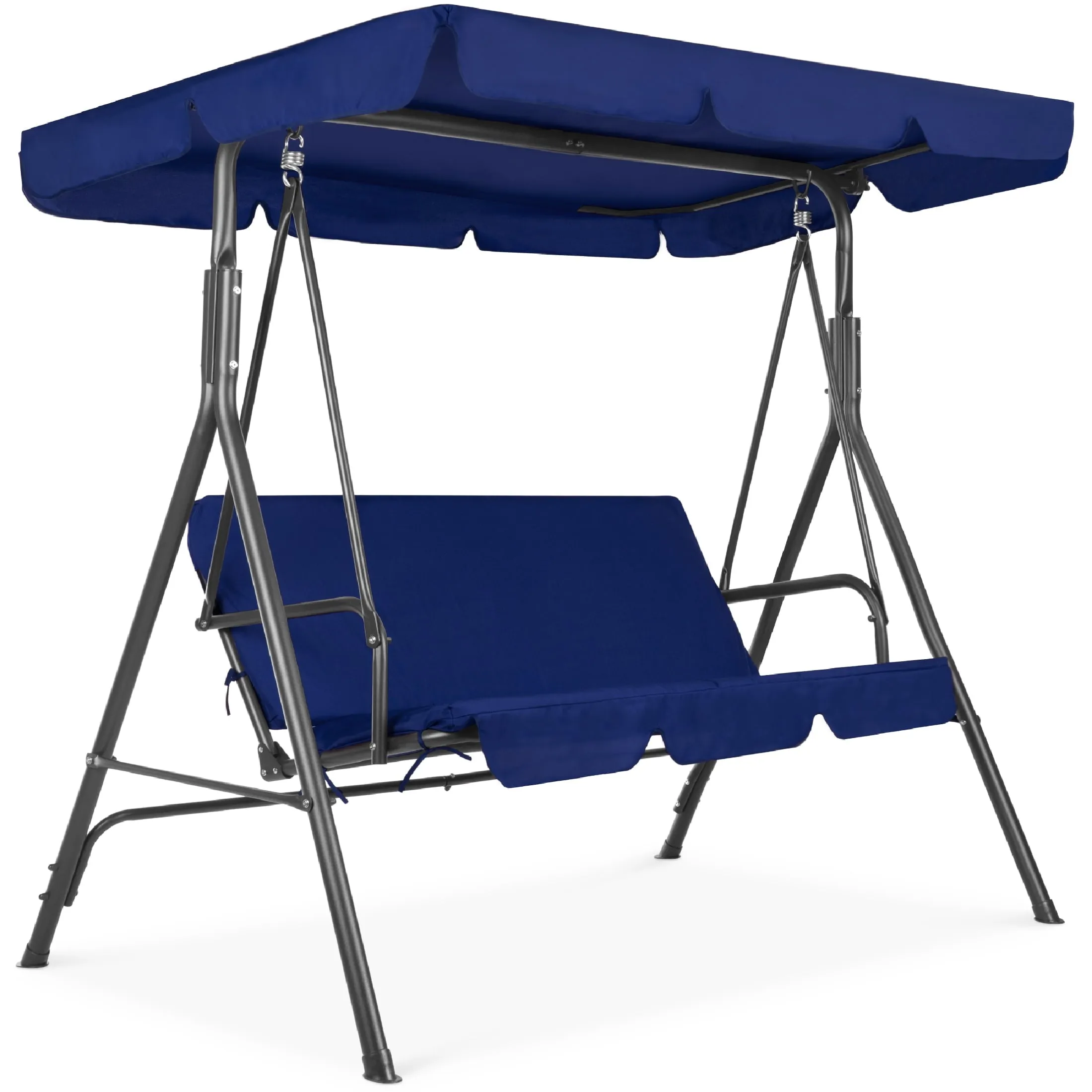 2-Person Outdoor Convertible Canopy Swing Glider Lounge Chair w/ Removable Cushions