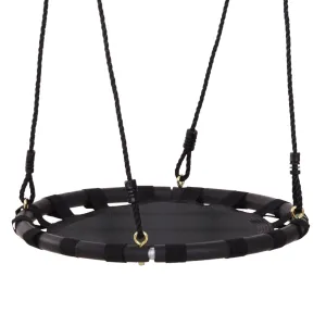 23.5 Inch/ 60 cm Kids Nest Swing Seat Round Hanging Tree Metal Frame Backyard Playground Outdoor Garden Backyard Play Toy Black