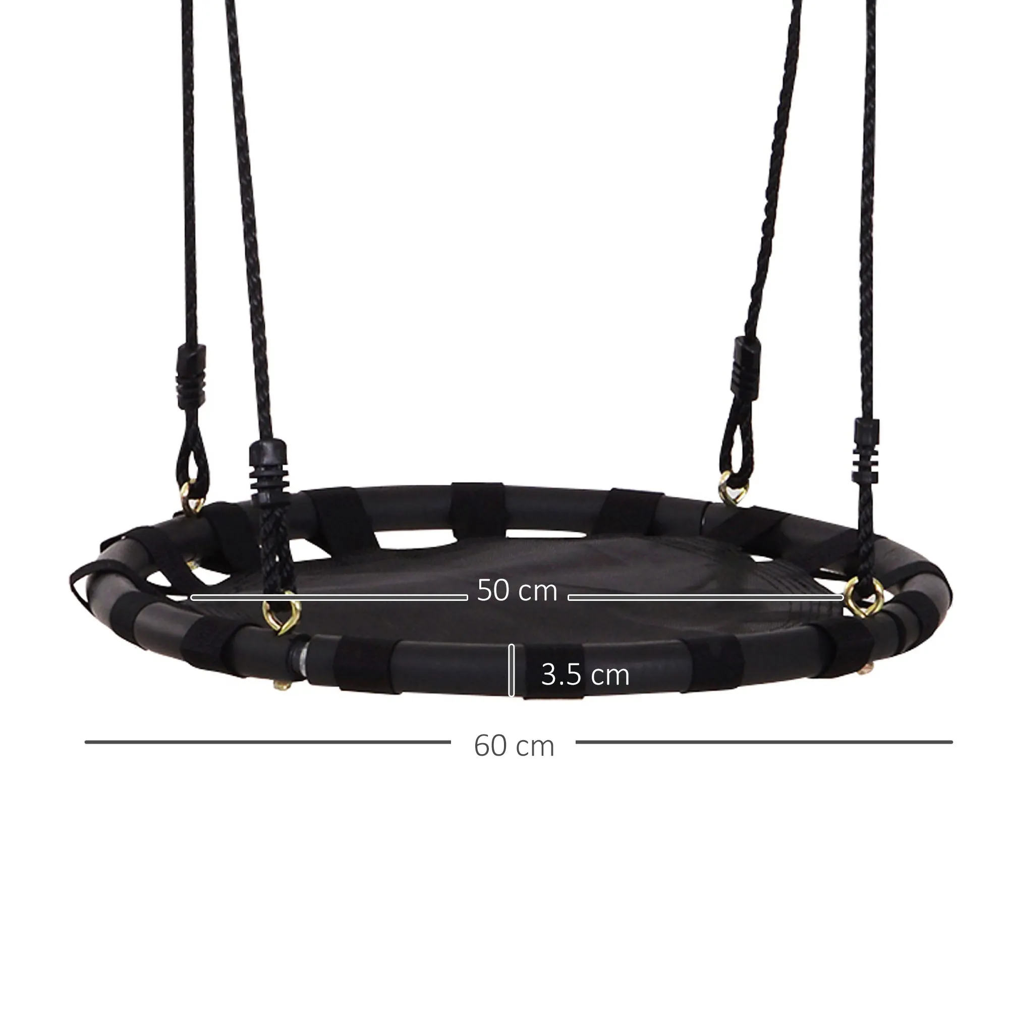 23.5 Inch/ 60 cm Kids Nest Swing Seat Round Hanging Tree Metal Frame Backyard Playground Outdoor Garden Backyard Play Toy Black