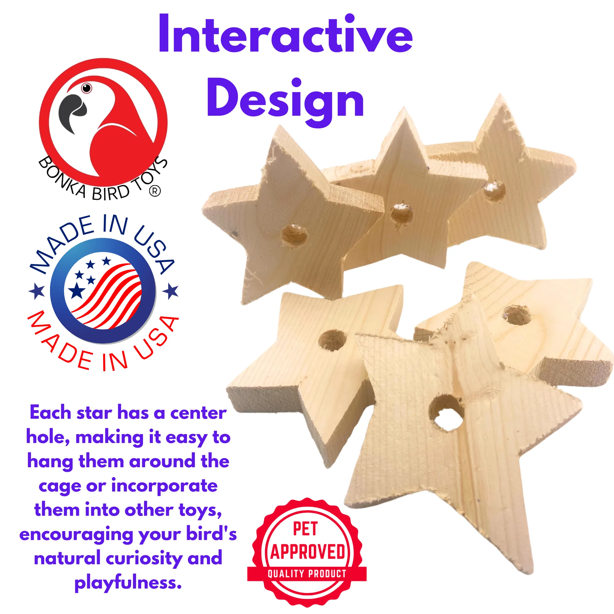 2682 Pk6 Jumbo Natural Wood Stars