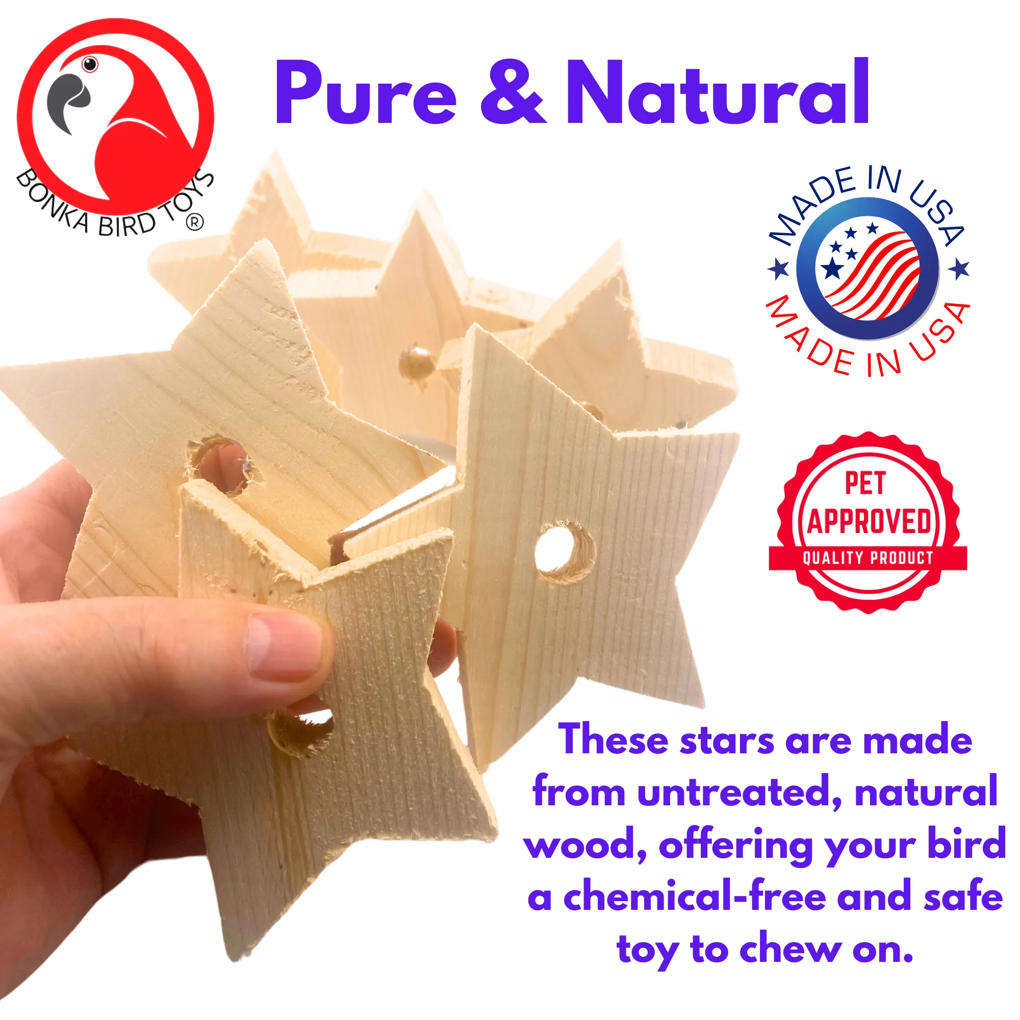 2682 Pk6 Jumbo Natural Wood Stars