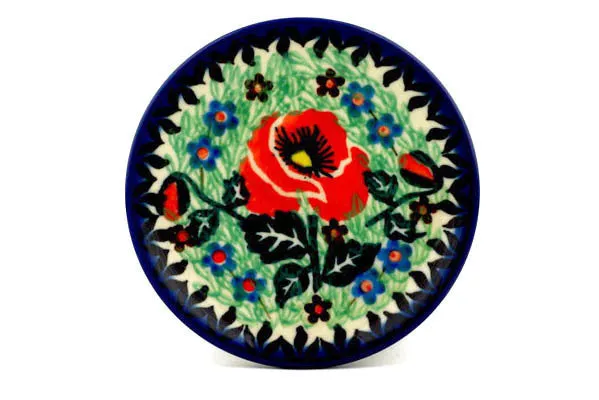 4" Mini Plate, Coaster plate - Playful Poppy