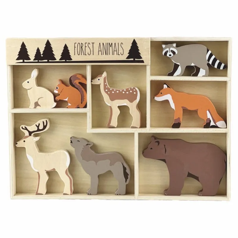 8 Wooden Forest Animals