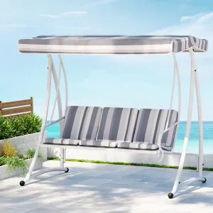 Adjustable Canopy 3-Seater Outdoor Swing Chair, Steel Frame - Gardeon