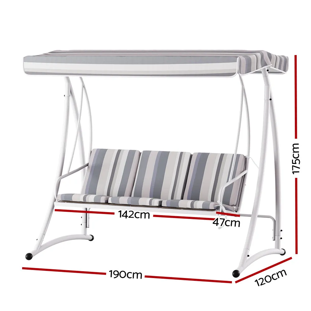 Adjustable Canopy 3-Seater Outdoor Swing Chair, Steel Frame - Gardeon