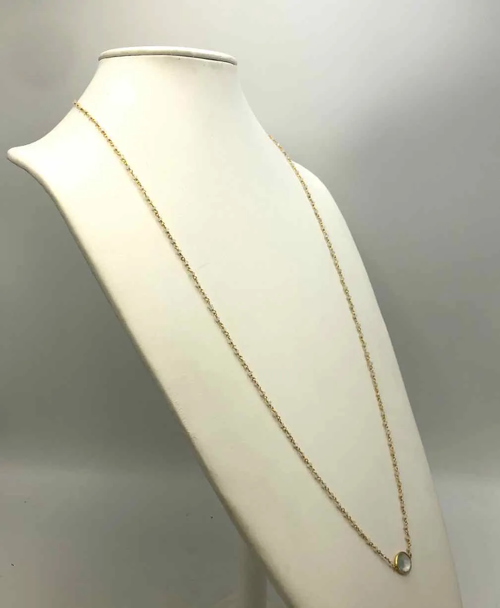 AMELIA ROSE DESIGN Goldtone Clear Rainbow Moonstone Faceted beaded GF-Necklace