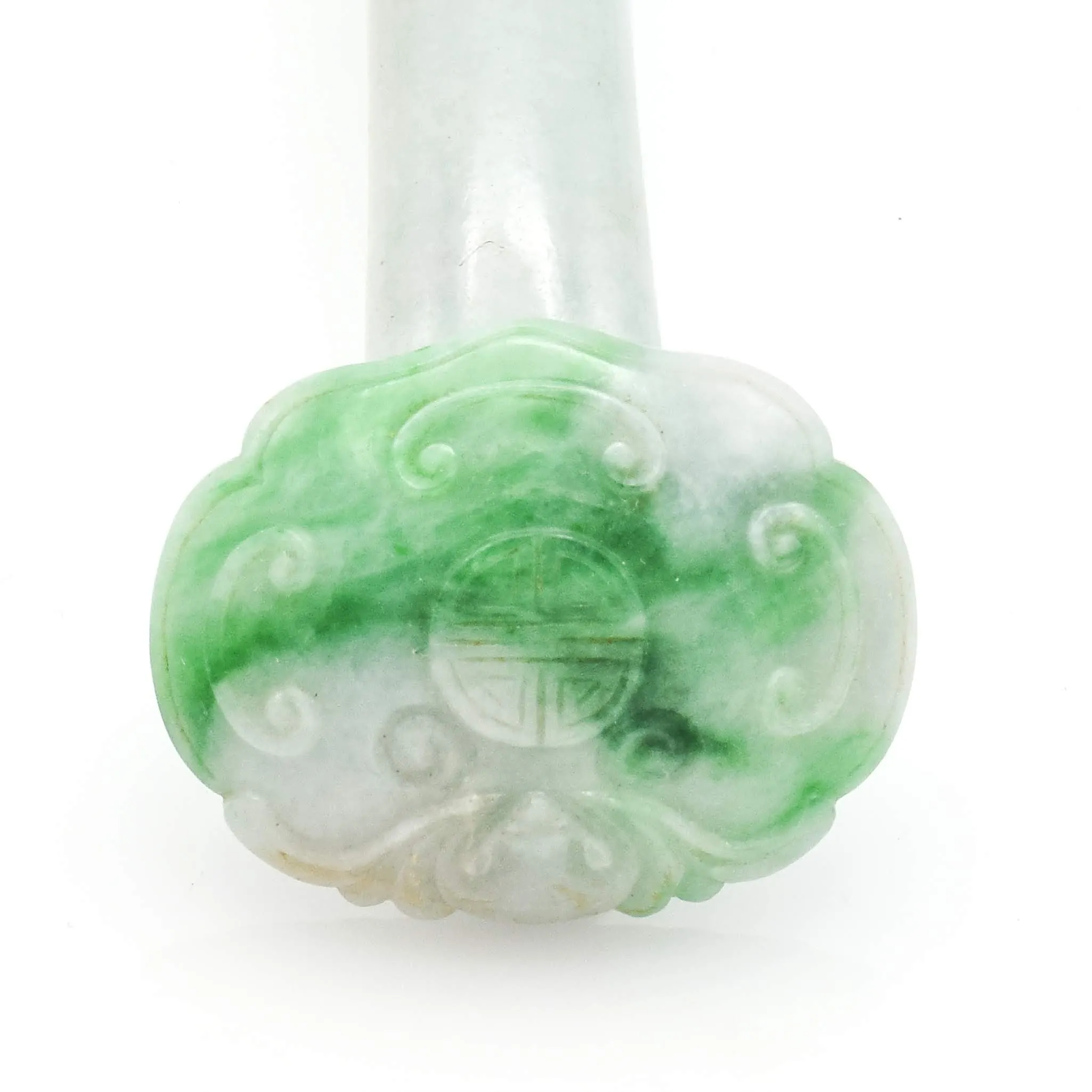 Antique Chinese Carved Jade Floral Design Spoon