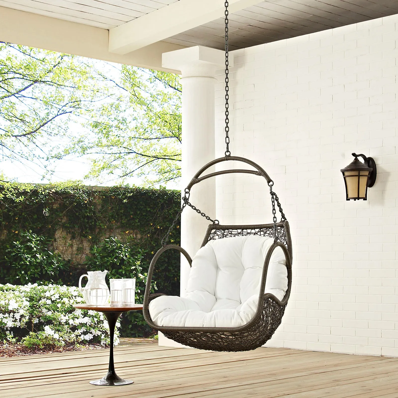 Arbor Outdoor Patio Swing Chair Without Stand White EEI-2659-WHI-SET