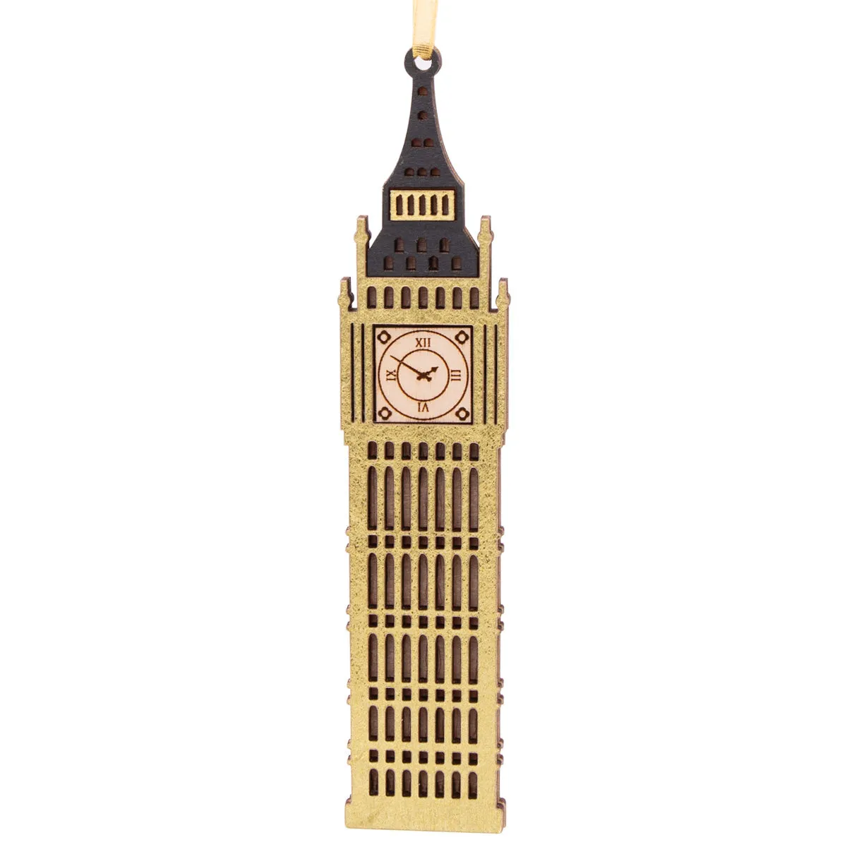 Artcuts Gold Big Ben Hanging Wooden Decoration