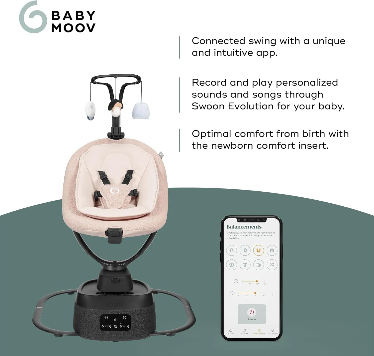 Babymoov Baby Swing Swoon Evolution Connect - Mocca