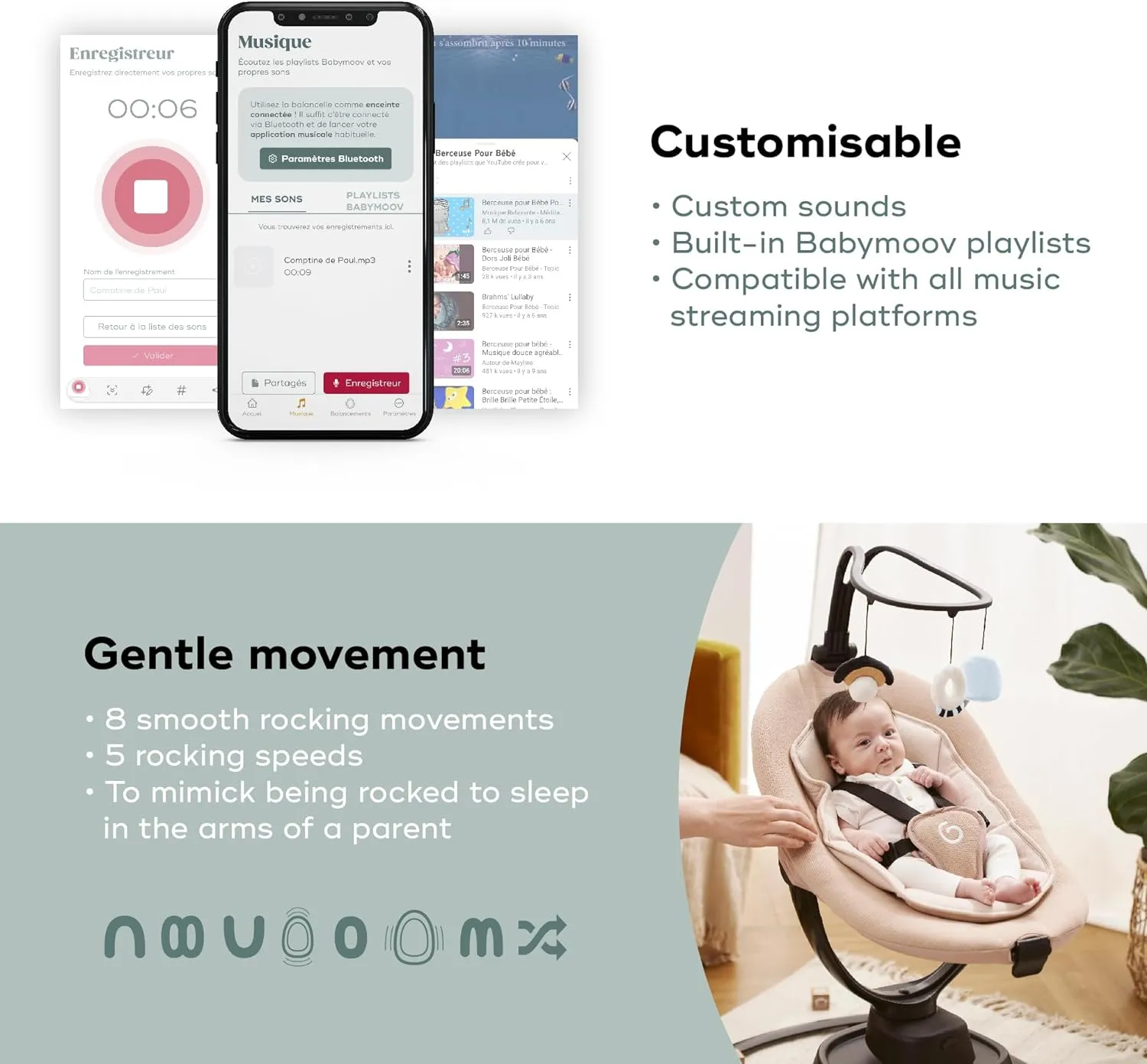 Babymoov Baby Swing Swoon Evolution Connect - Mocca