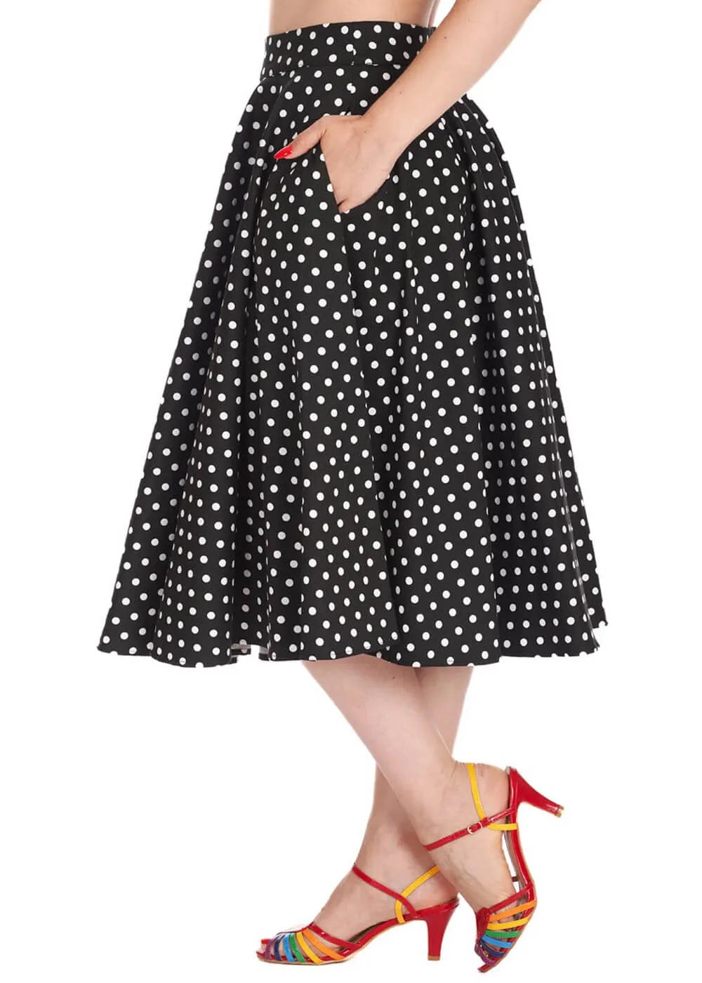 Banned Dot Days 50's Swing Skirt Black