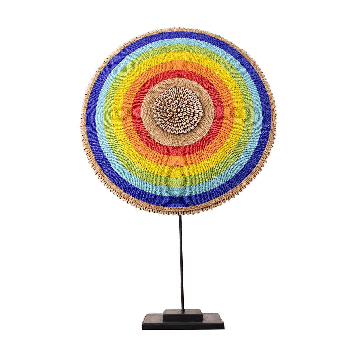 Beaded Cameroon Shield on Stand | Rainbow Design