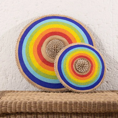 Beaded Cameroon Shield on Stand | Rainbow Design