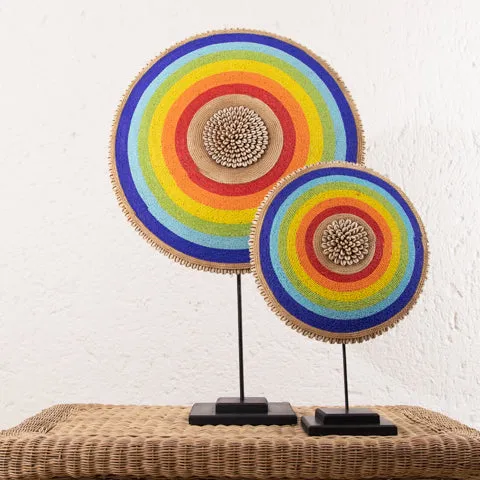 Beaded Cameroon Shield on Stand | Rainbow Design