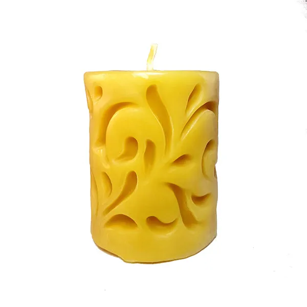 Beeswax Filigree Vine Pillar ~ 3"x3.75"