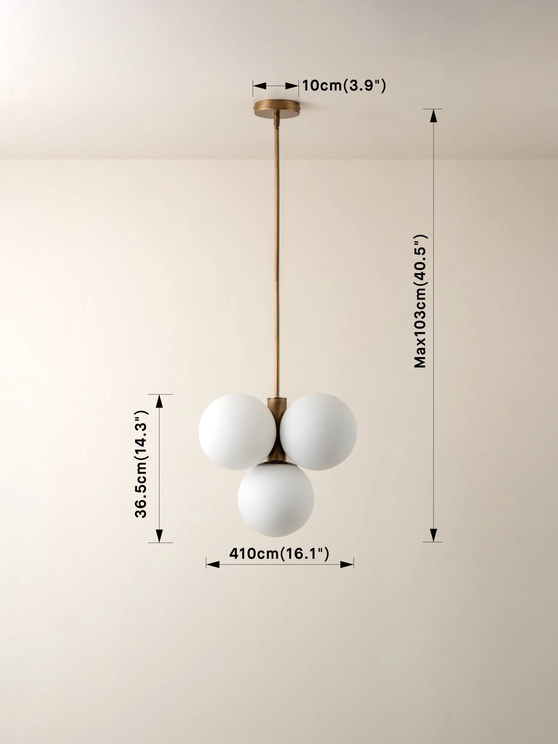 Boule - 4 light brass and opal pendant light