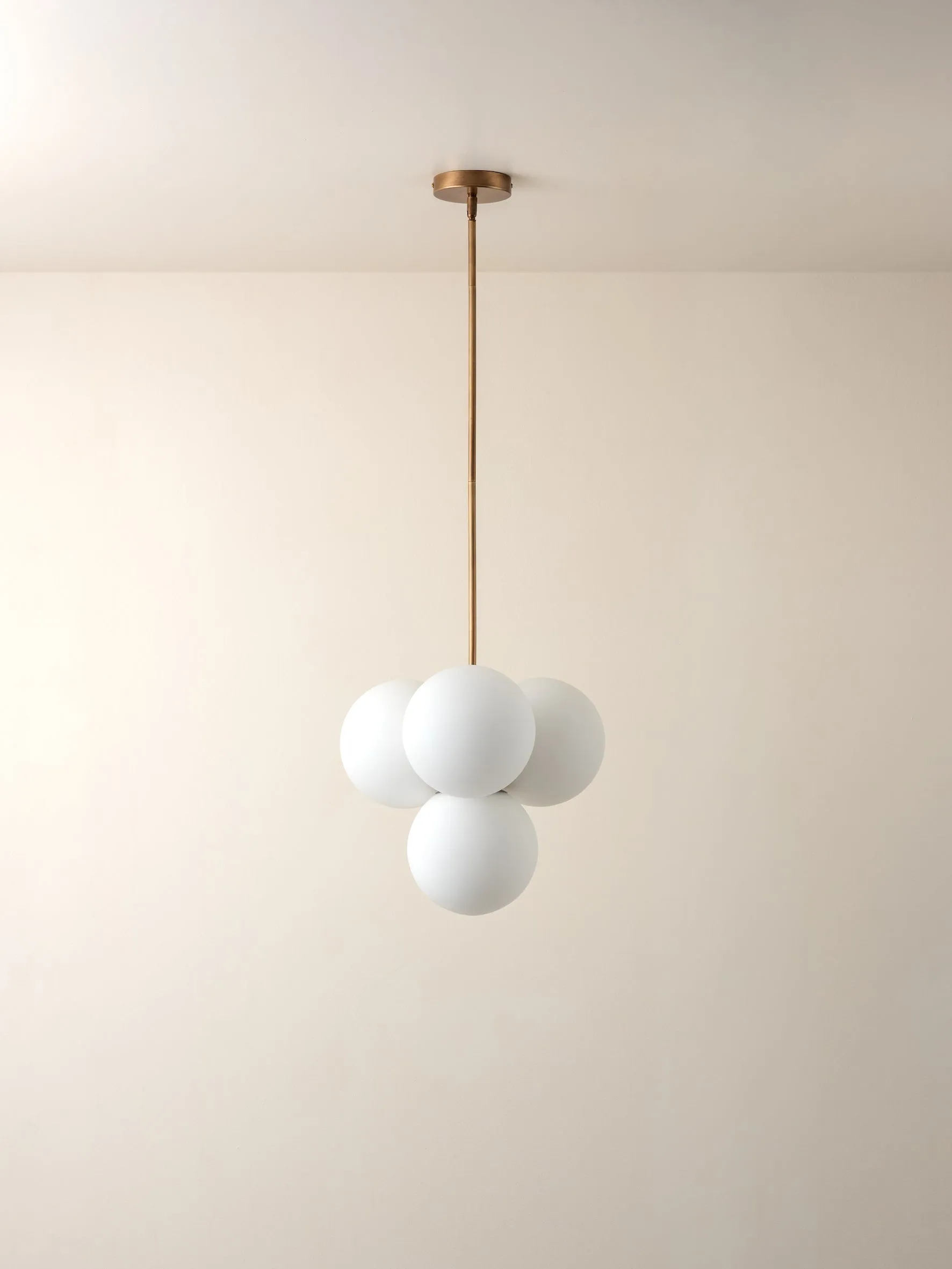 Boule - 4 light brass and opal pendant light