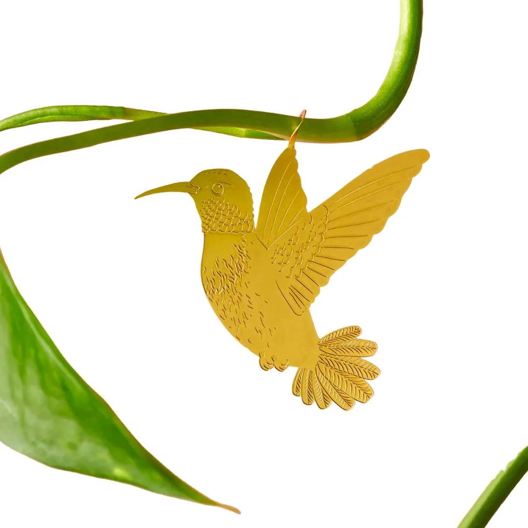 Brass Plant Accessory: Hummingbird