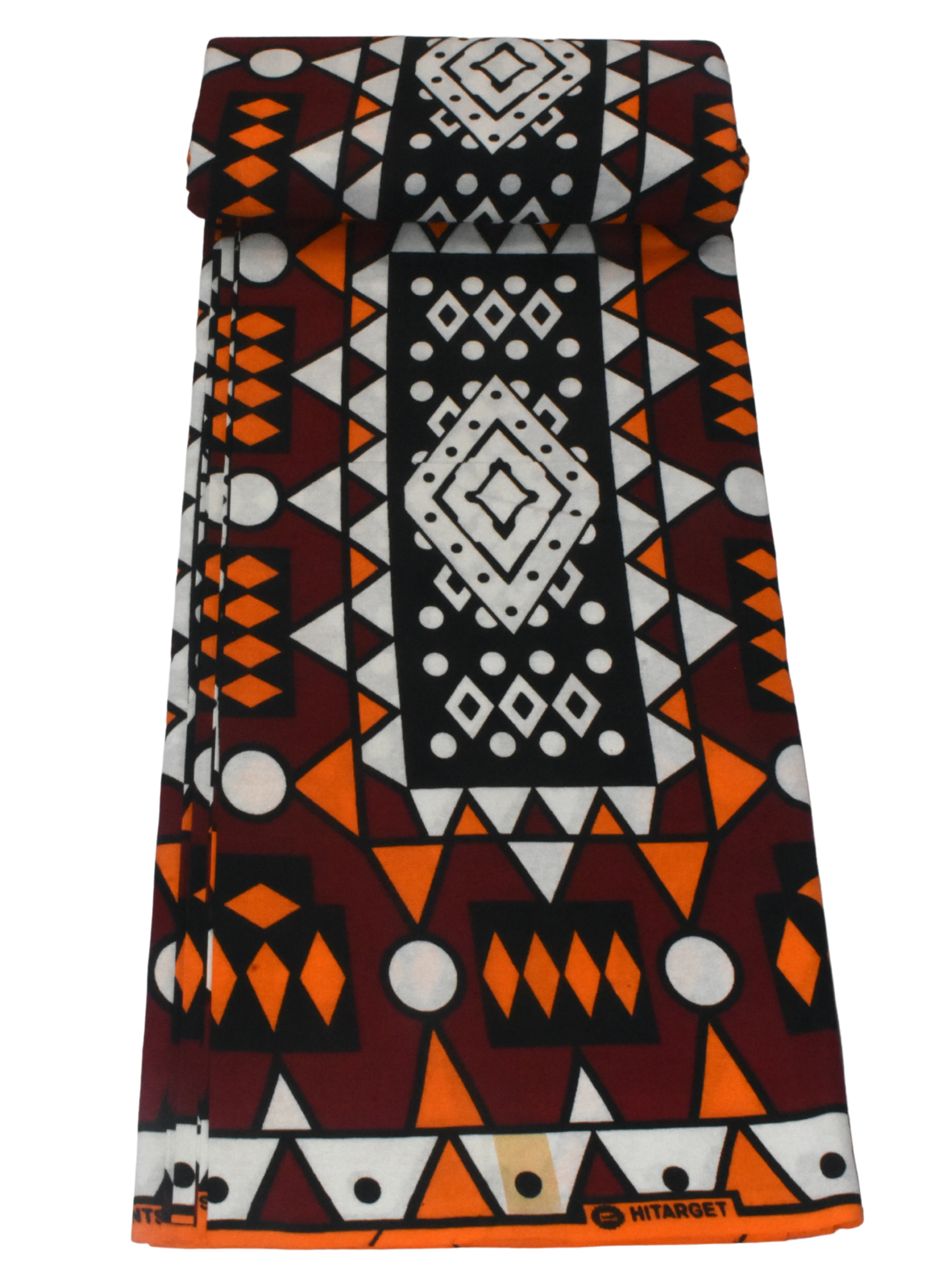 Burgundy, Orange, White and Black Shapes African Print- CA276