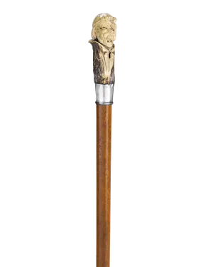 Carved Antler Folk Art Cane