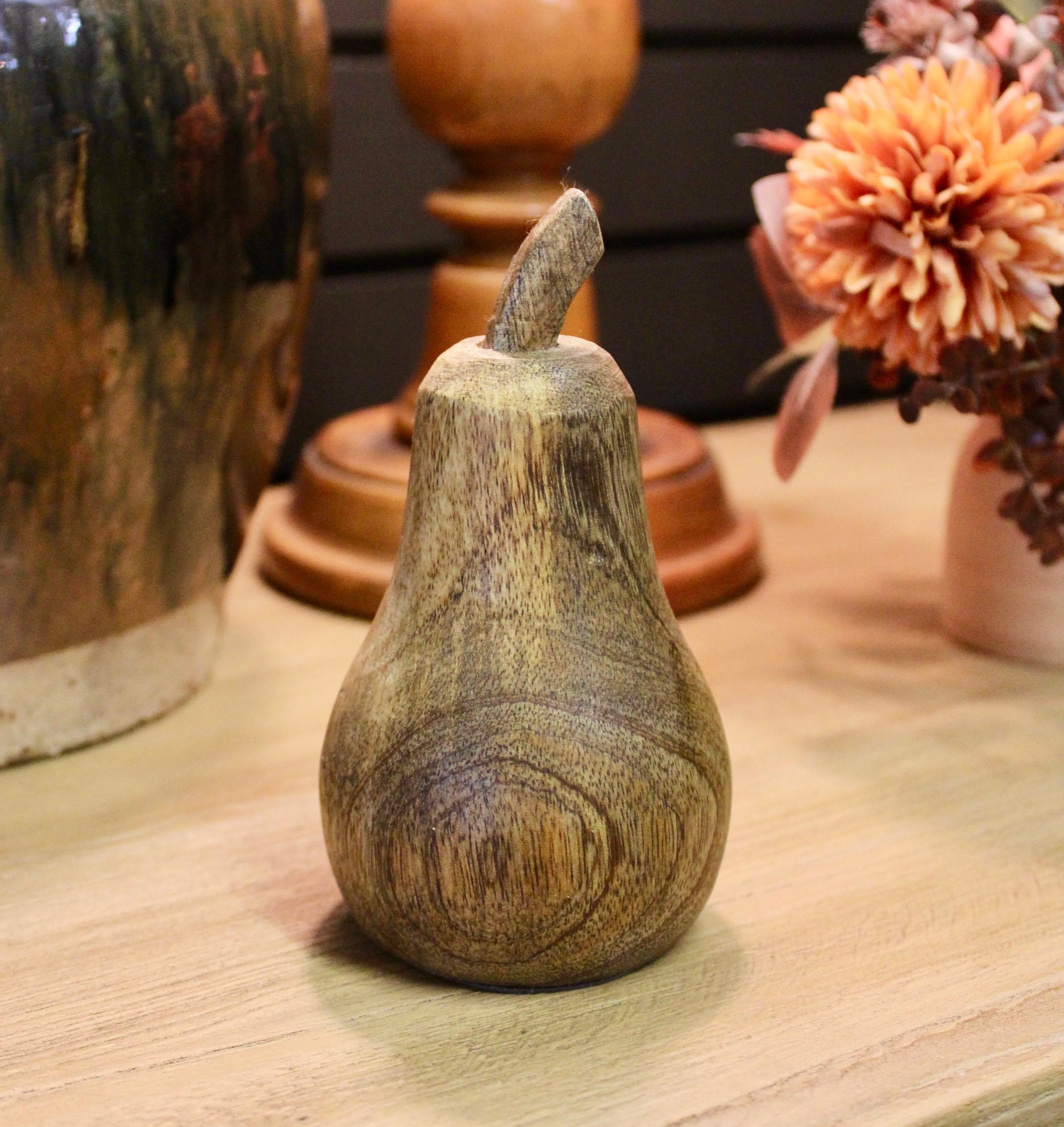 Carved Natural Mango Wood Pear