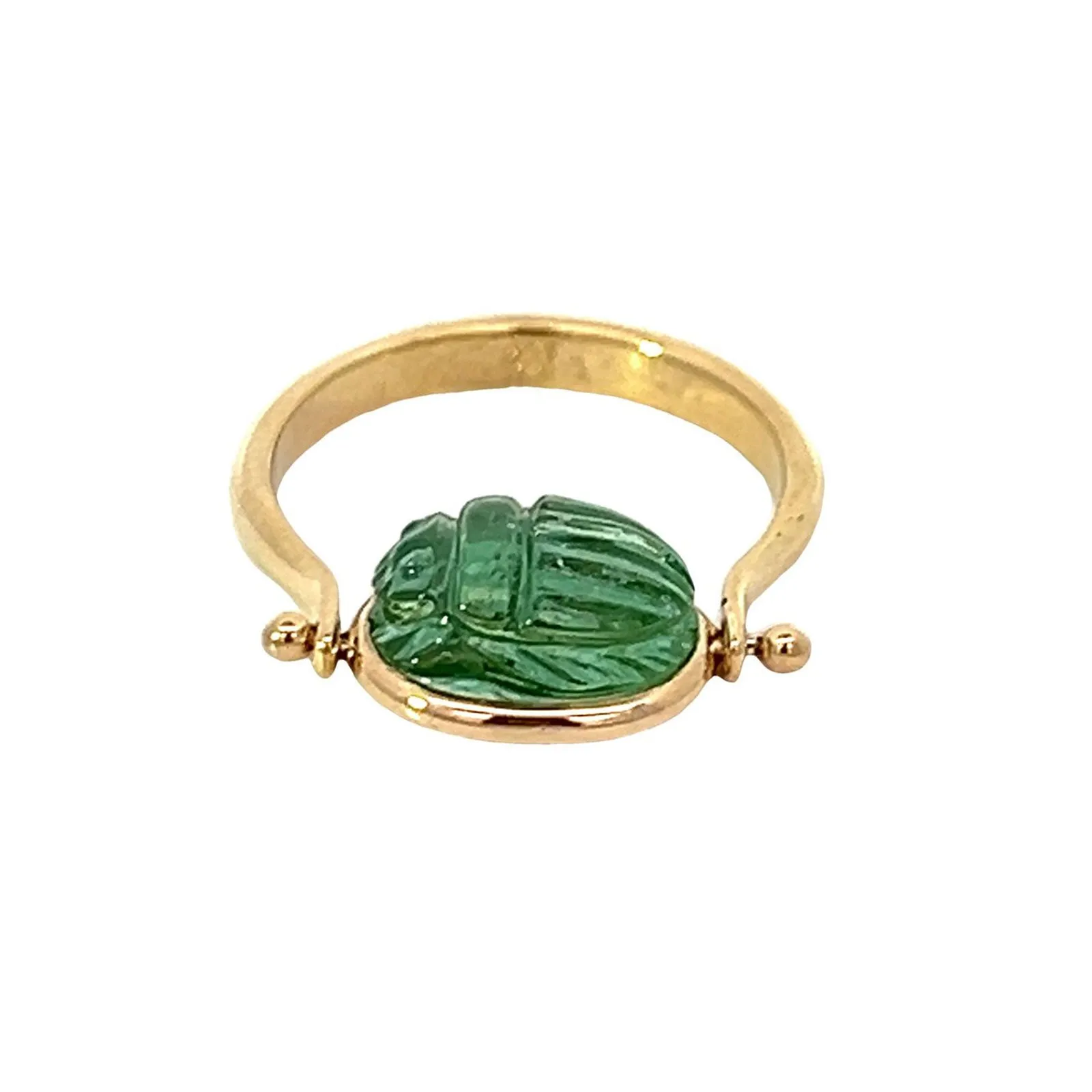 Carved Scarab Tourmaline Spinner Ring