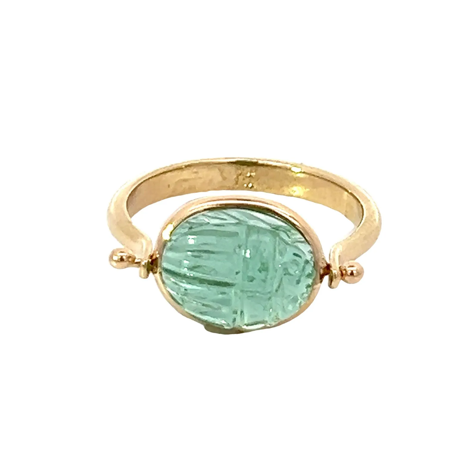 Carved Scarab Tourmaline Spinner Ring