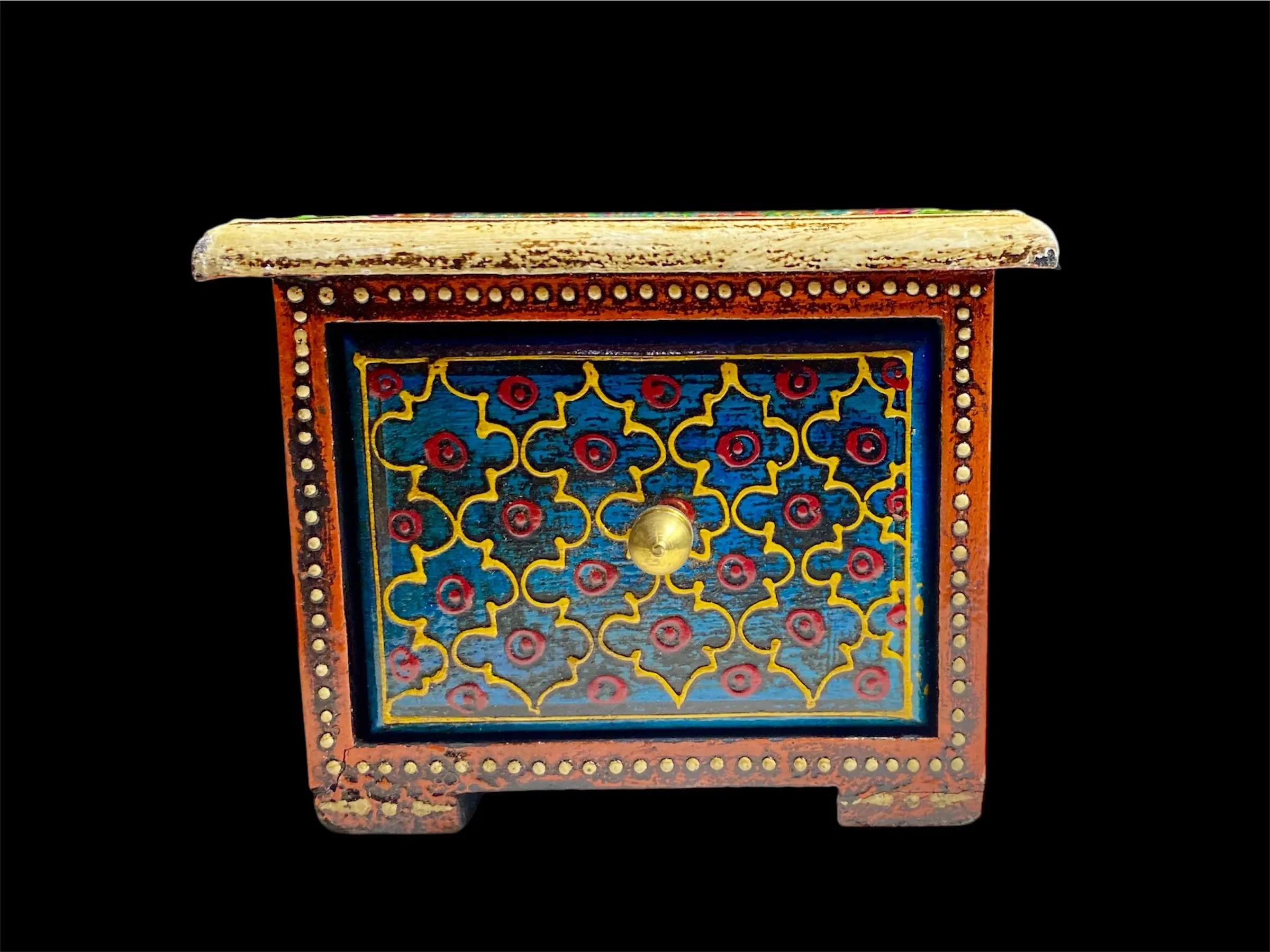 Decorative Painted Box With One Drawer