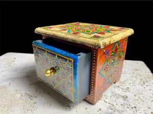 Decorative Painted Box With One Drawer