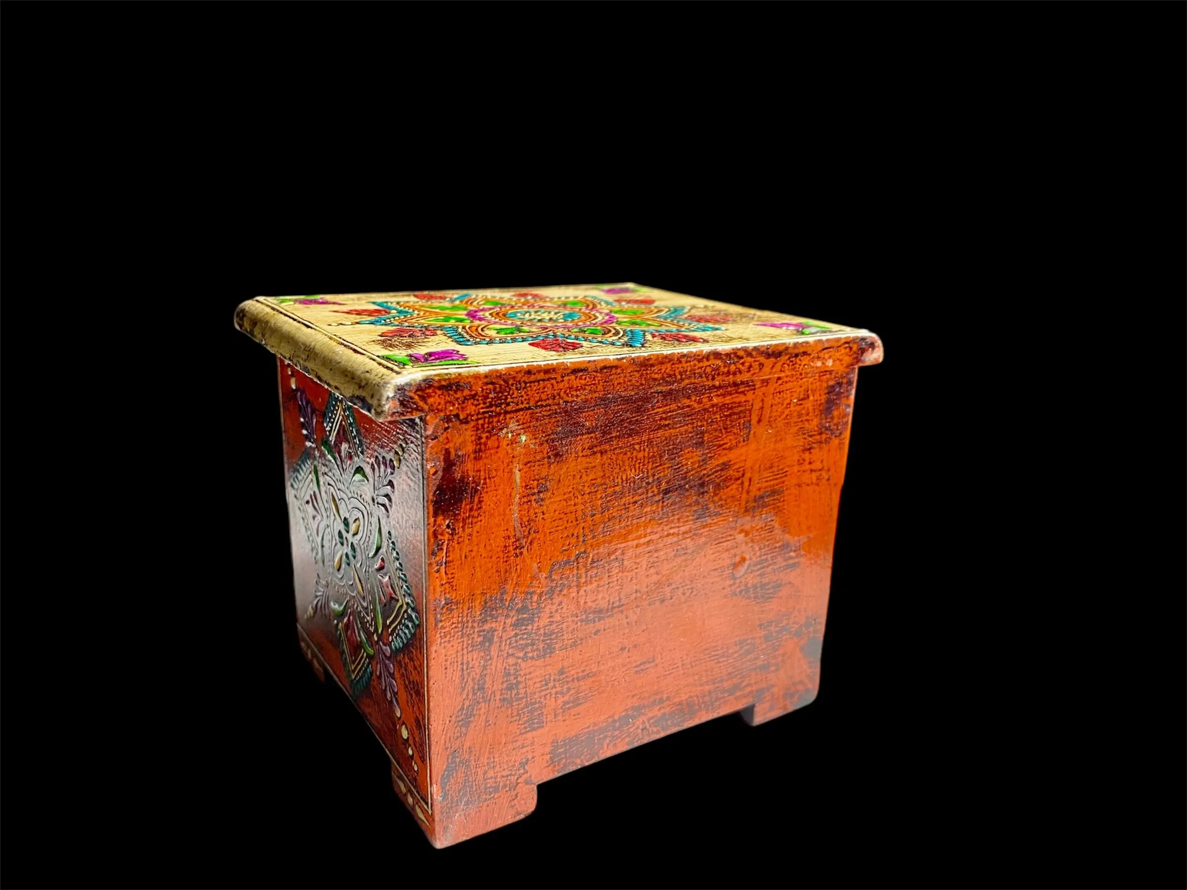 Decorative Painted Box With One Drawer