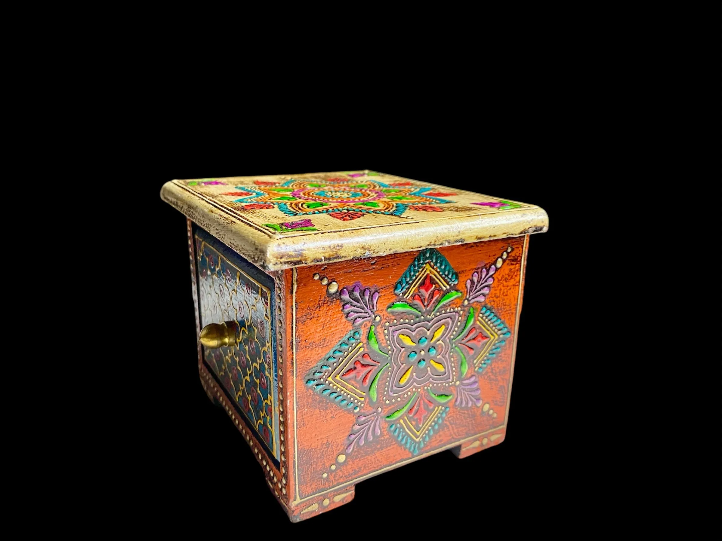 Decorative Painted Box With One Drawer