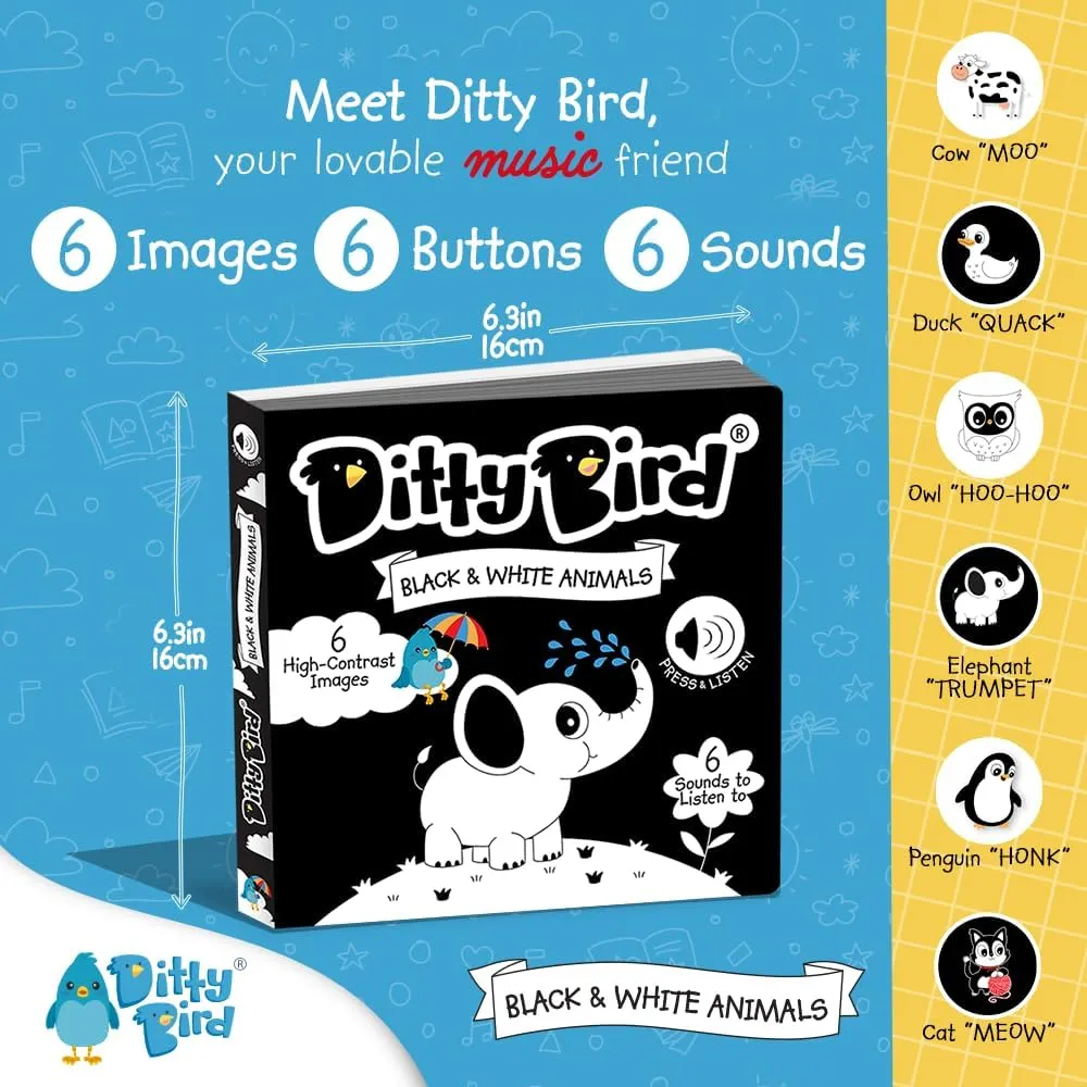 Ditty Bird Book - Black & White Animals