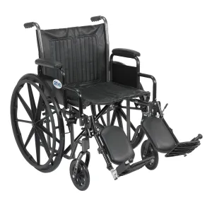 Drive Medical ssp220dda-elr Silver Sport 2 Wheelchair, Detachable Desk Arms, Elevating Leg Rests, 20" Seat