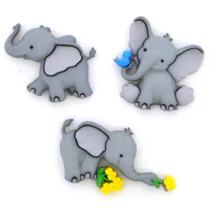 Elephant Plastic Novelty Buttons - Tiny Trunks