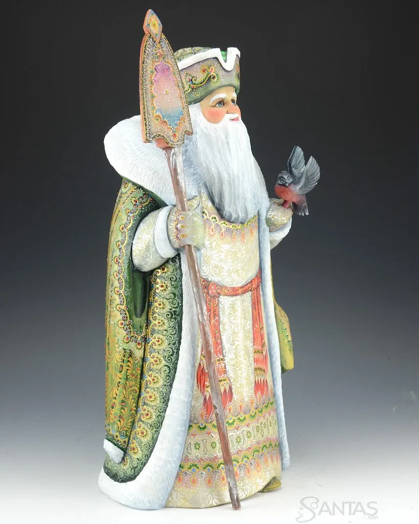 Emerald Green Elegant Russian Santa Carving