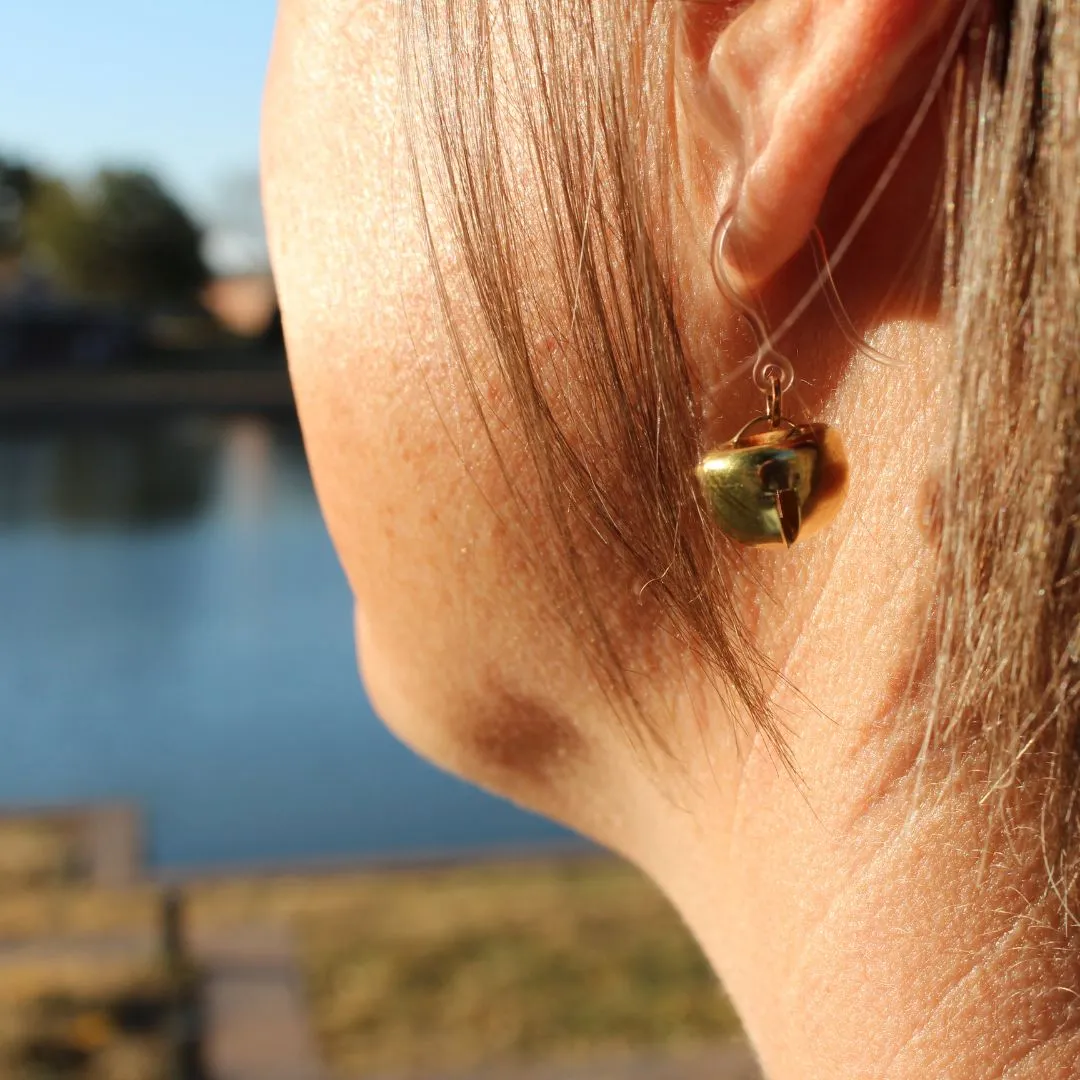 Festive Jingle Bell Dangles Hypoallergenic Earrings for Sensitive Ears Made with Plastic Posts