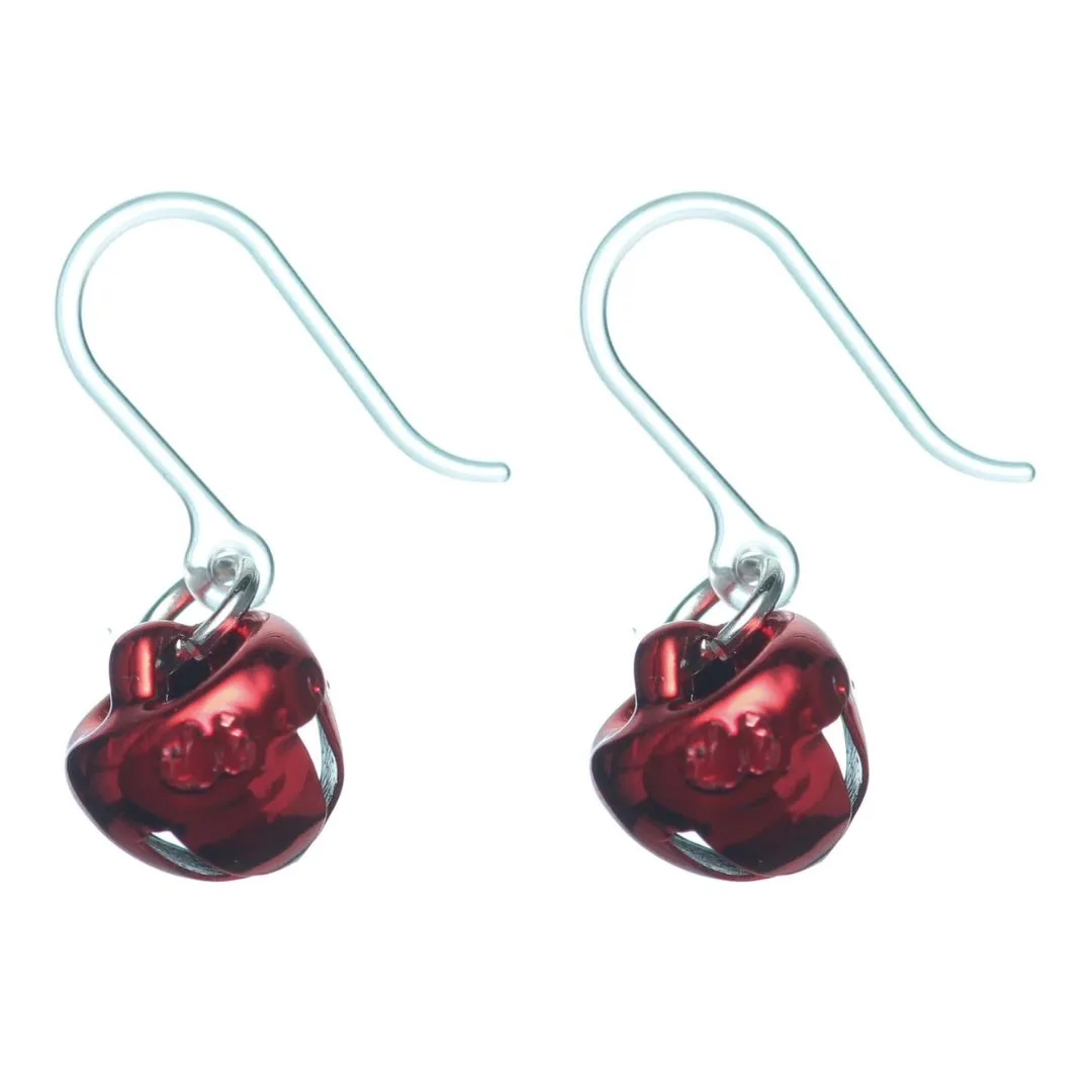 Festive Jingle Bell Dangles Hypoallergenic Earrings for Sensitive Ears Made with Plastic Posts