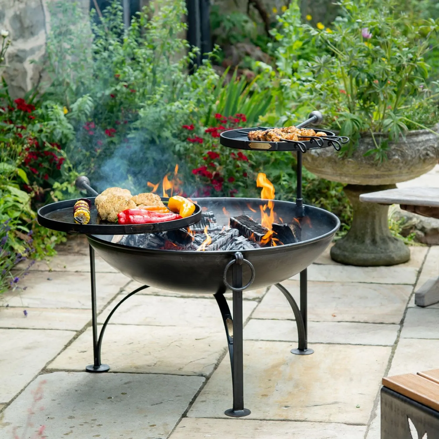 Firepits UK Plain Jane Fire Pit with Swing Arm BBQ Rack