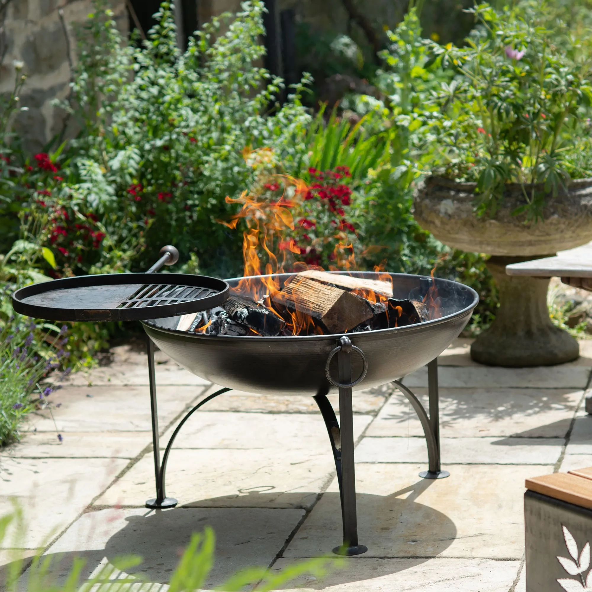 Firepits UK Plain Jane Fire Pit with Swing Arm BBQ Rack