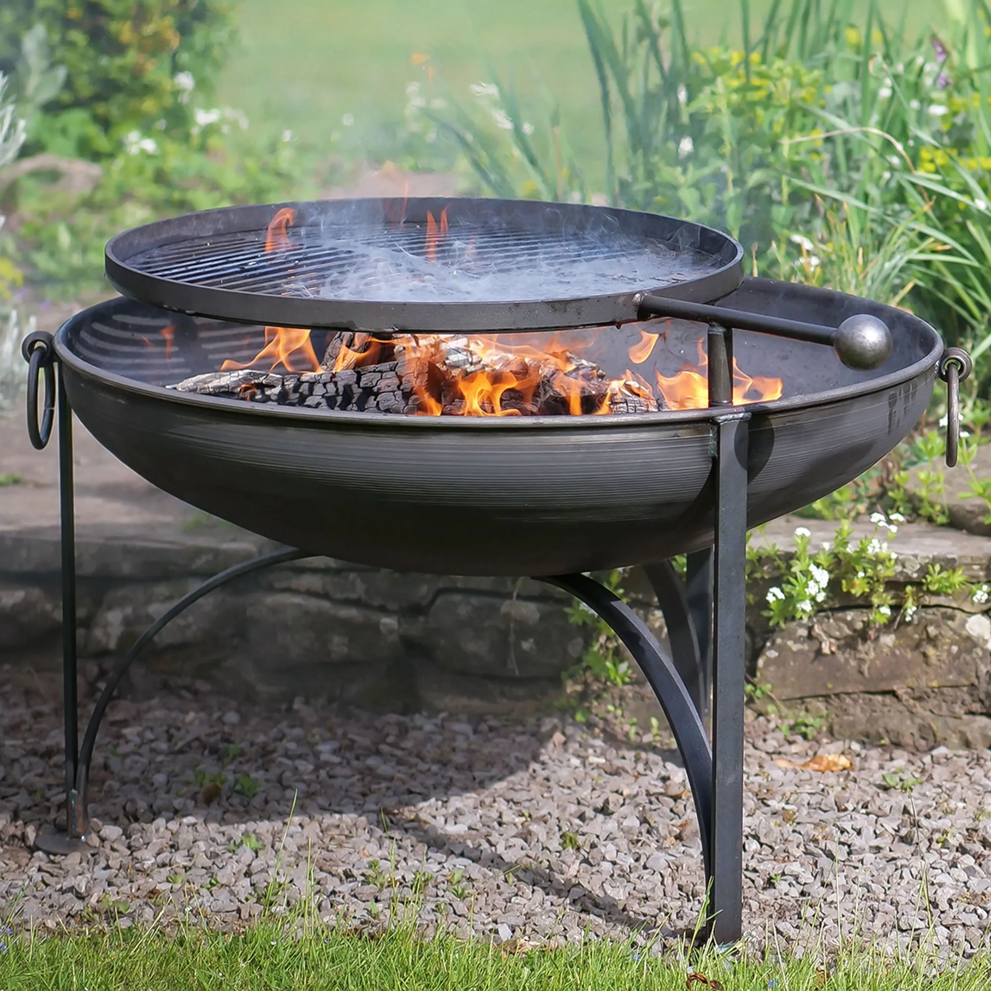 Firepits UK Plain Jane Fire Pit with Swing Arm BBQ Rack