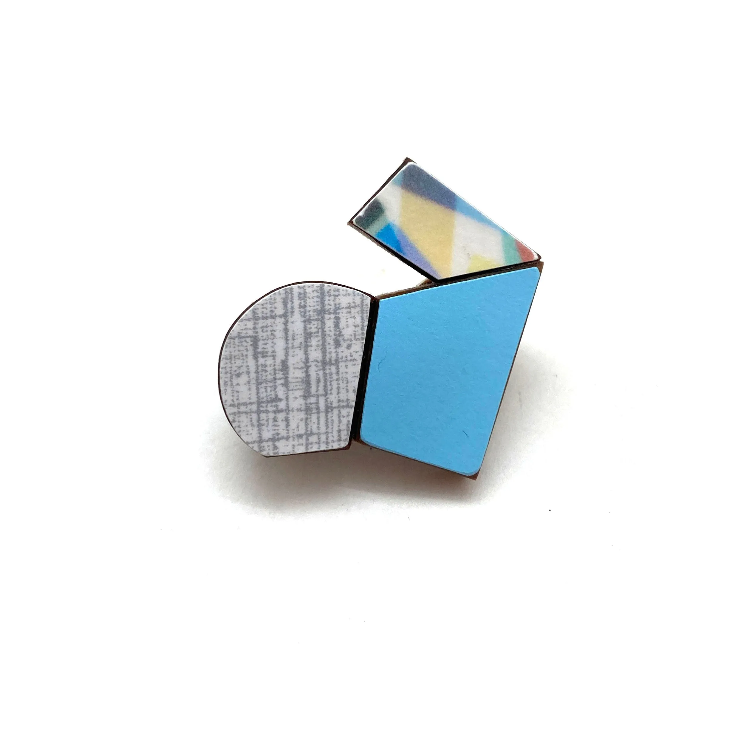 Geometric Pin - Blue and Multicolor Pattern