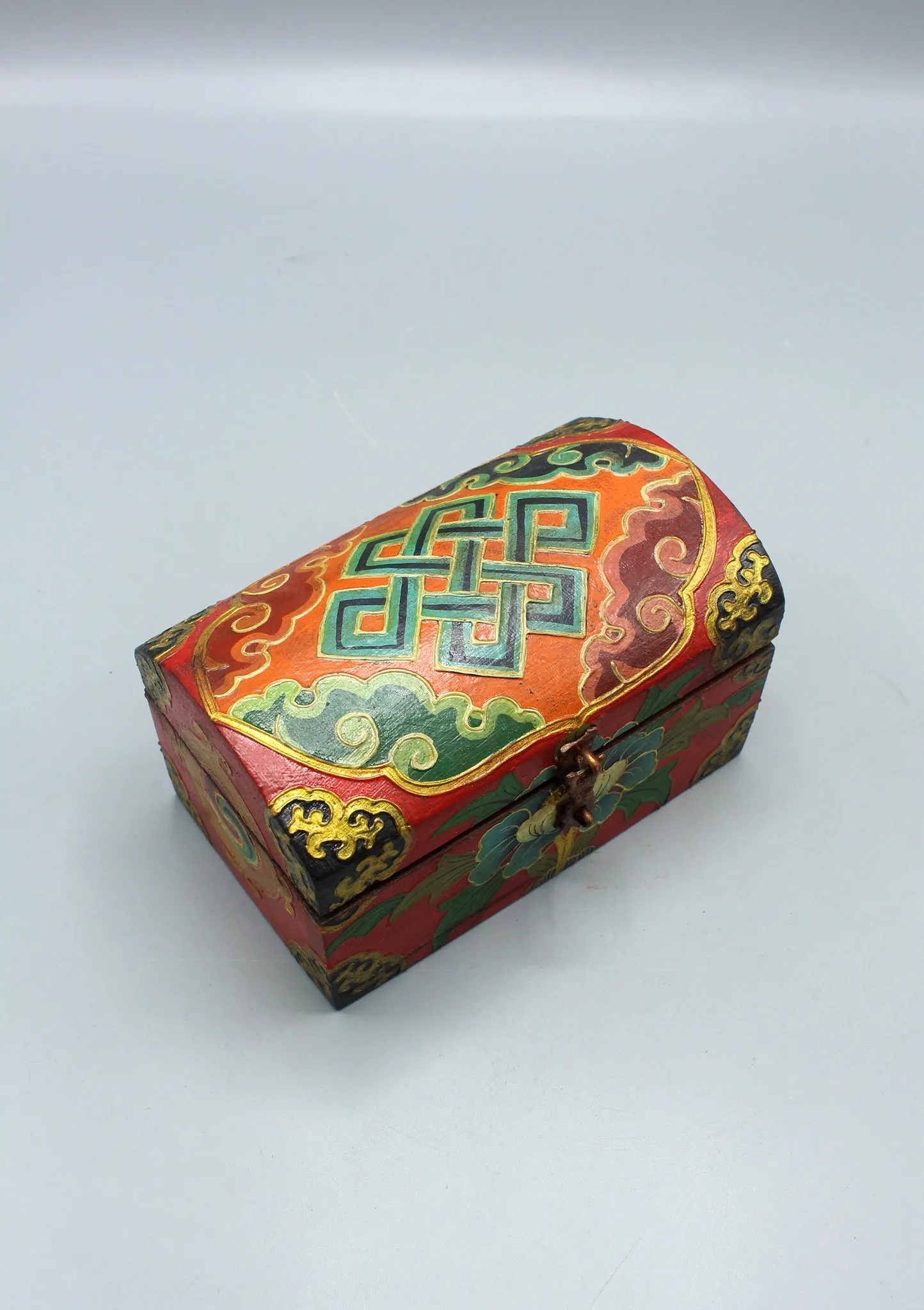 Handcrafted Painted Endless Knot Tibetan Decorative Treasure Box