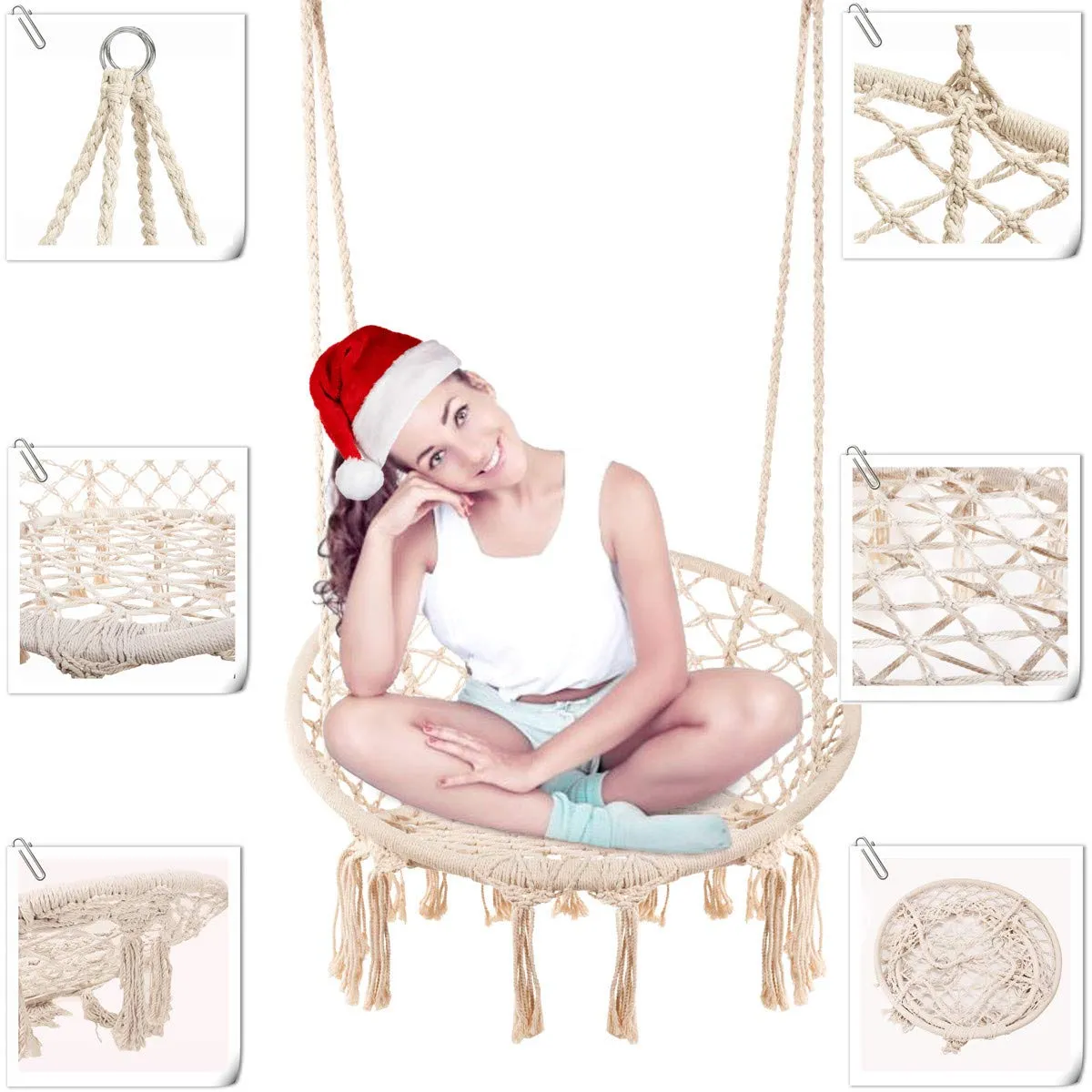 Hanging Macrame Hammock Swing Chair - CCTRO