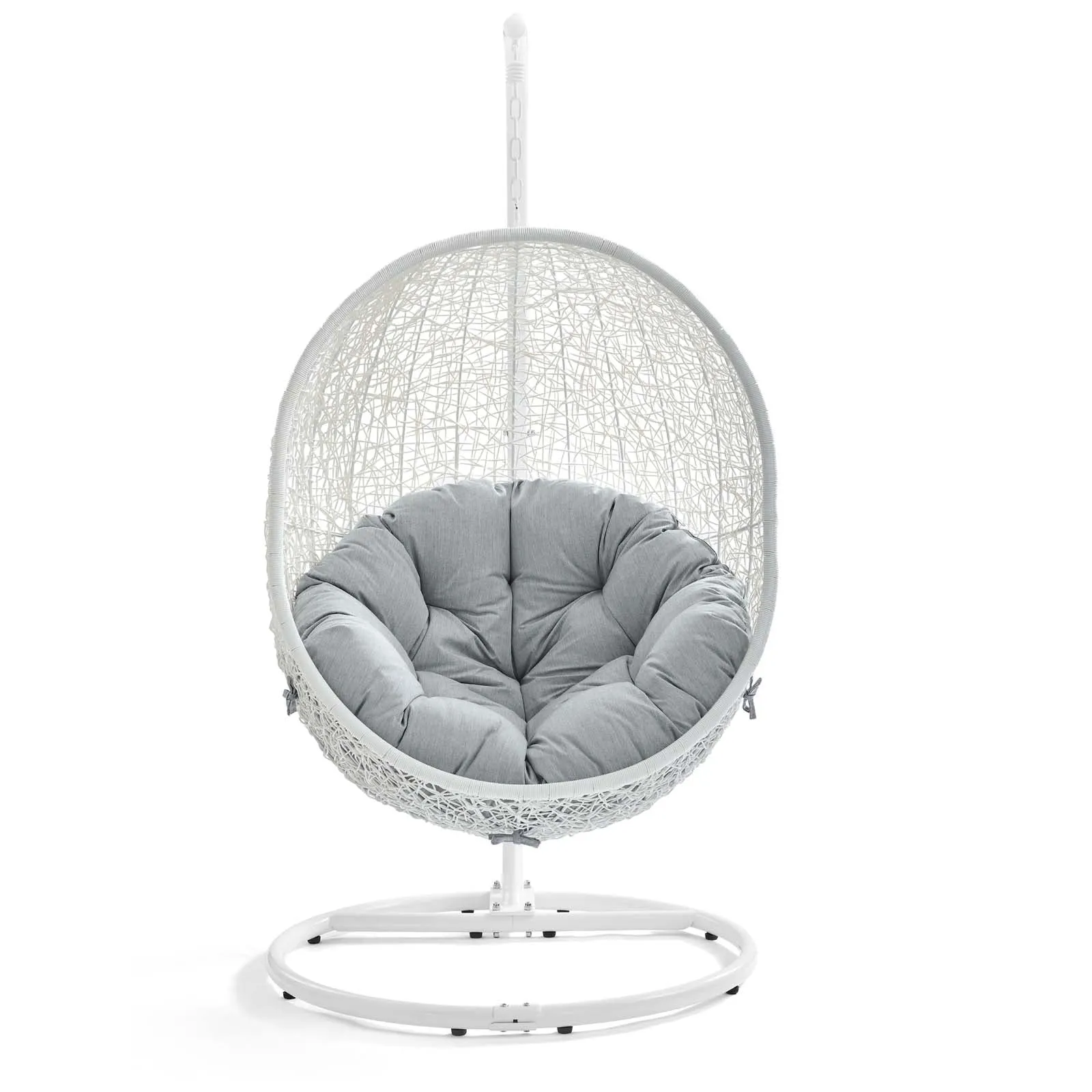 Hide Outdoor Patio Swing Chair With Stand White Gray EEI-2273-WHI-GRY