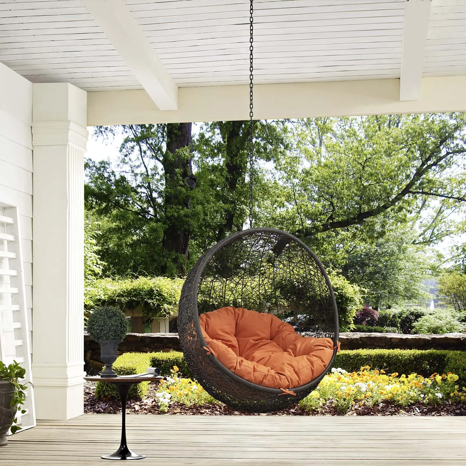 Hide Outdoor Patio Swing Chair Without Stand Gray Orange EEI-2654-GRY-ORA